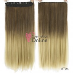 Extensie de par cu 5 Clips On delux dubla dreapta de 60 cm, Ombre Saten Inchis- Blond 177H6T16K